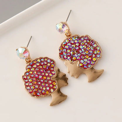 1 Pair Ig Style Exaggerated Human Inlay Alloy Rhinestones Drop Earrings