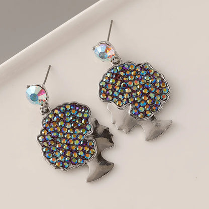 1 Pair Ig Style Exaggerated Human Inlay Alloy Rhinestones Drop Earrings