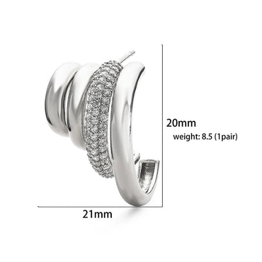 1 Pair Ig Style Exaggerated Luxurious C Shape Lines Layered Plating Inlay Copper Zircon 18k Gold Plated Ear Studs