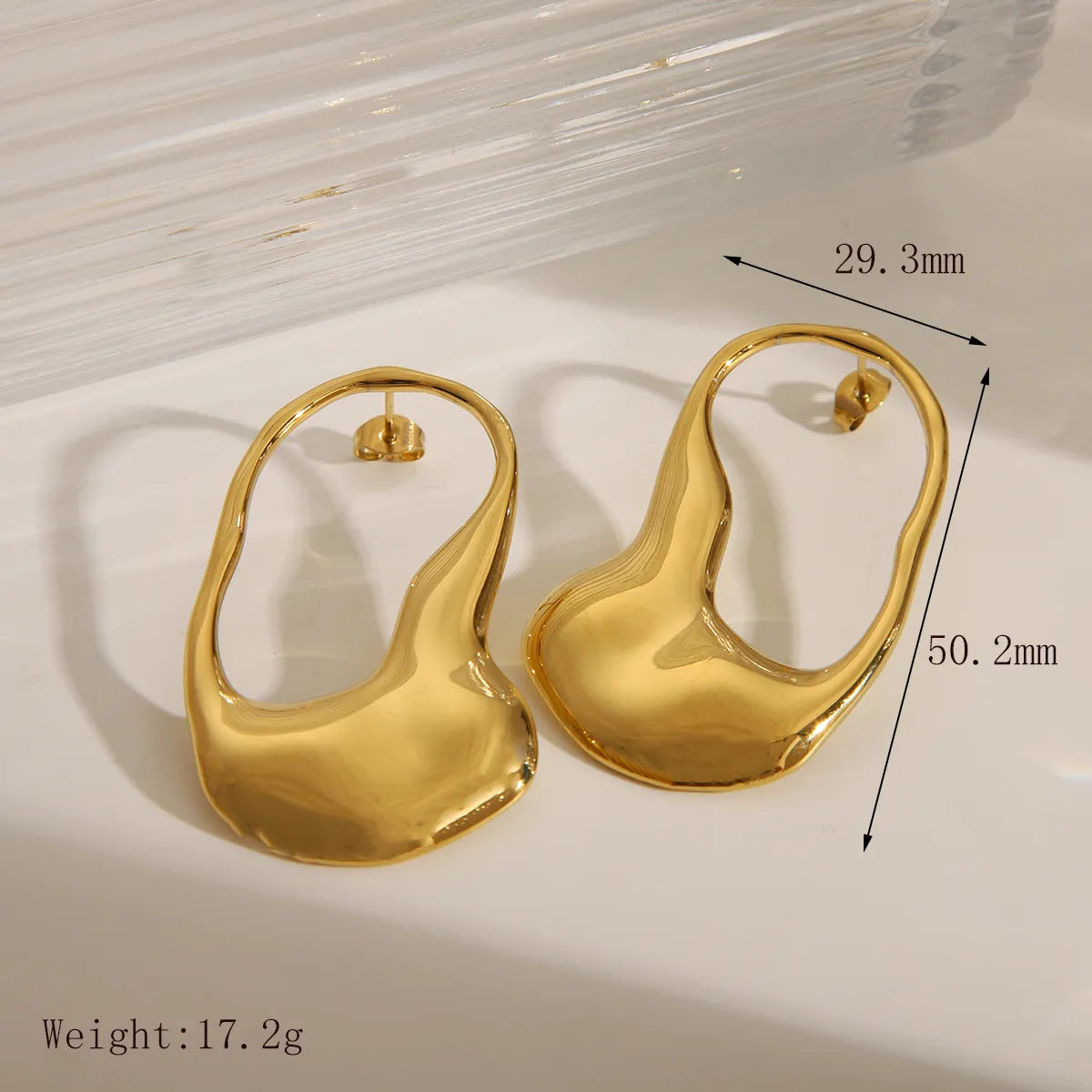 1 Pair IG Style Exaggerated Luxurious Solid Color 304 Stainless Steel 18K Gold Plated Ear Studs