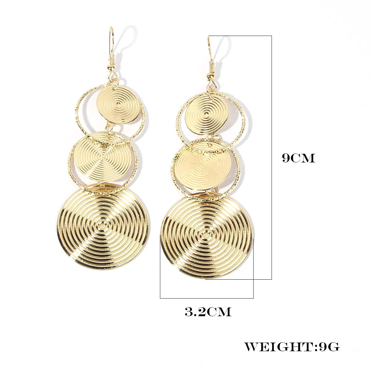 1 Pair IG Style Exaggerated Modern Style Circle Round Metal Gold Plated Drop Earrings