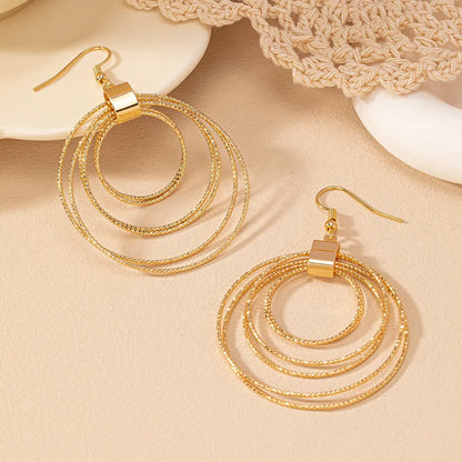 1 Pair IG Style Exaggerated Modern Style Round Hollow Out Iron Drop Earrings