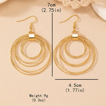 1 Pair IG Style Exaggerated Modern Style Round Hollow Out Iron Drop Earrings