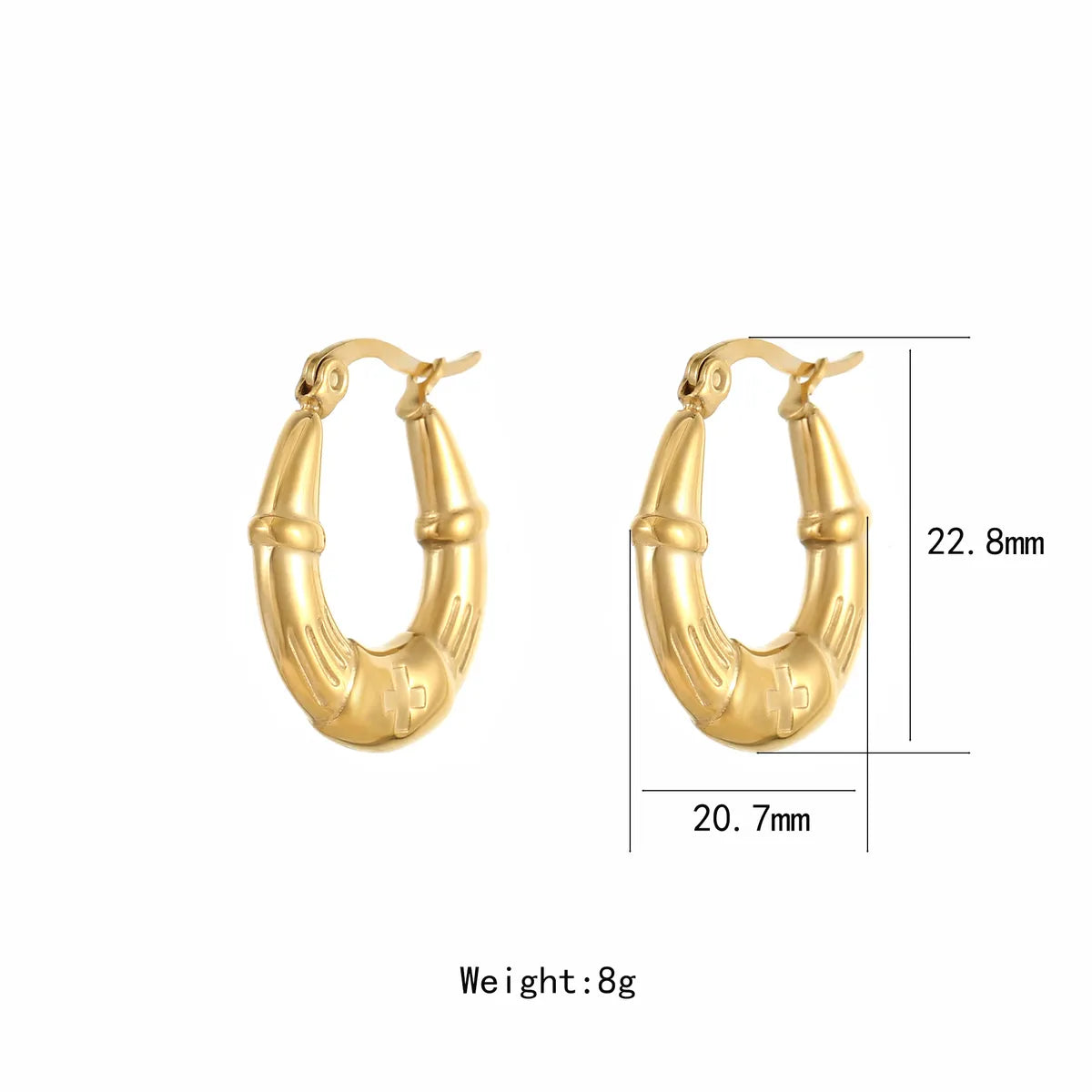 1 Pair IG Style Exaggerated Shiny Solid Color Stainless Steel Titanium Steel Gold Plated Earrings