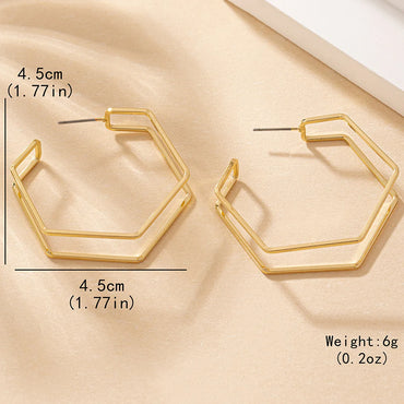 1 Pair IG Style Exaggerated Simple Style Hexagon Iron Ear Studs