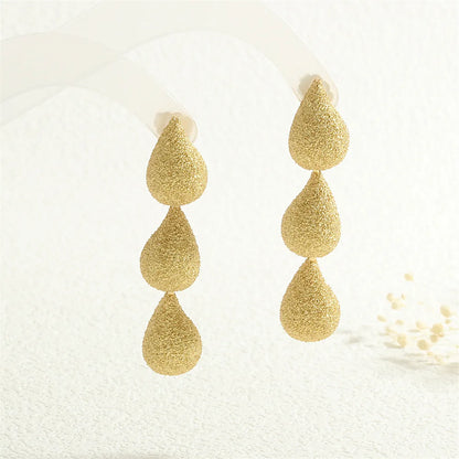 1 Pair IG Style Exaggerated Streetwear Water Droplets Bow Knot Three-Dimensional Copper 18K Gold Plated Drop Earrings Ear Studs