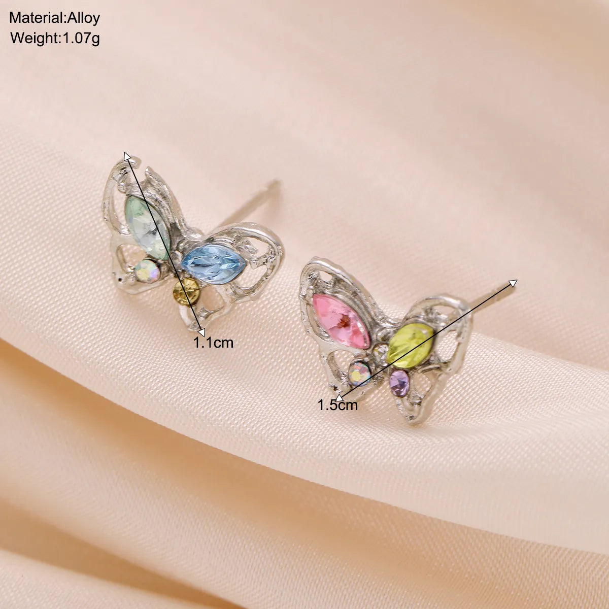 1 Pair IG Style Fairy Style Butterfly Alloy Resin Ear Studs