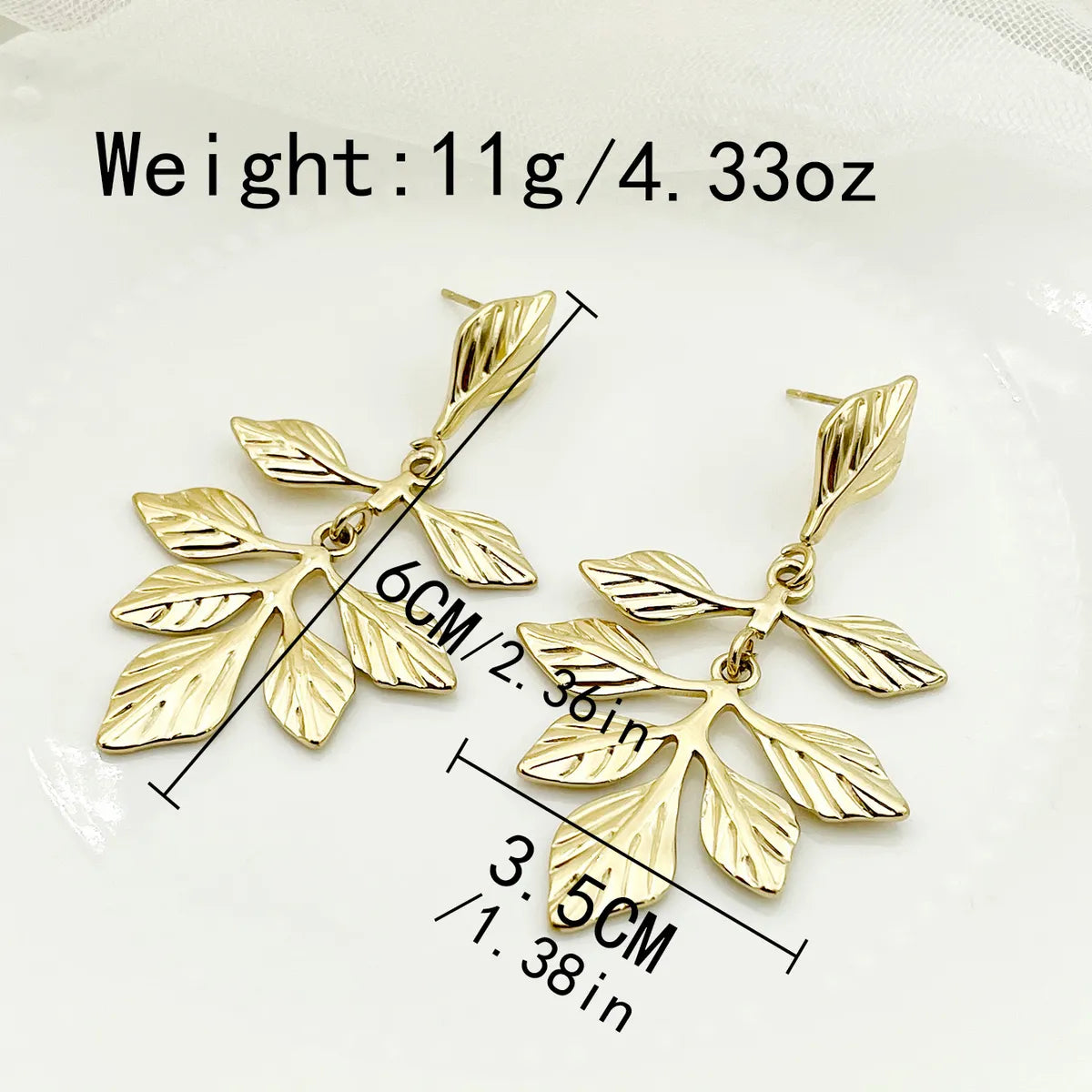 1 Pair IG Style Fairy Style Korean Style Leaves Heart Shape Feather 304 Stainless Steel 14K Gold Plated Drop Earrings