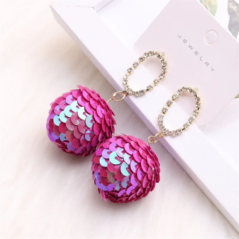 1 Pair IG Style Fashion Geometric Inlay Sequin Rhinestones Drop Earrings