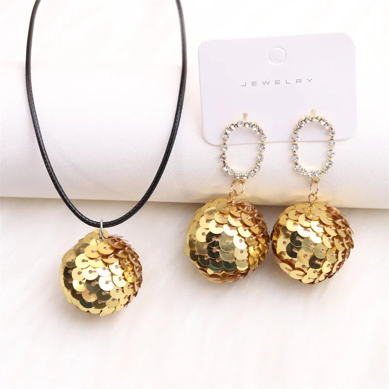 1 Pair IG Style Fashion Geometric Inlay Sequin Rhinestones Drop Earrings