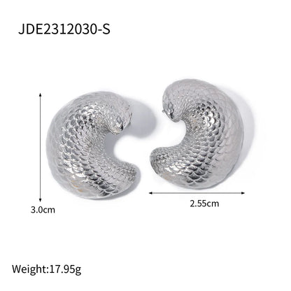 1 Pair IG Style Fish Scales 304 Stainless Steel 18K Gold Plated Earrings