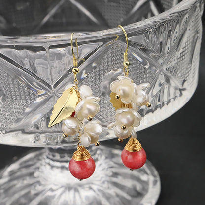 1 Pair Ig Style Flower Plating Freshwater Pearl Sterling Silver 18k Gold Plated Drop Earrings