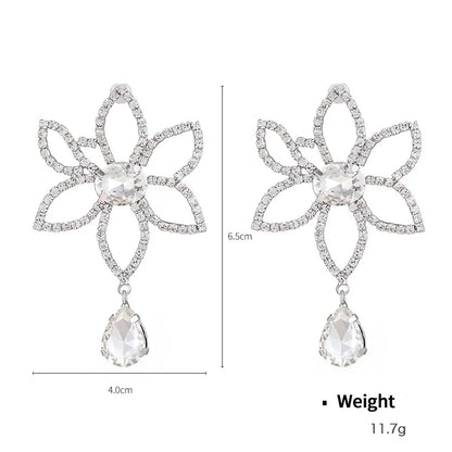 1 Pair IG Style Flower Plating Inlay Copper Rhinestones Drop Earrings