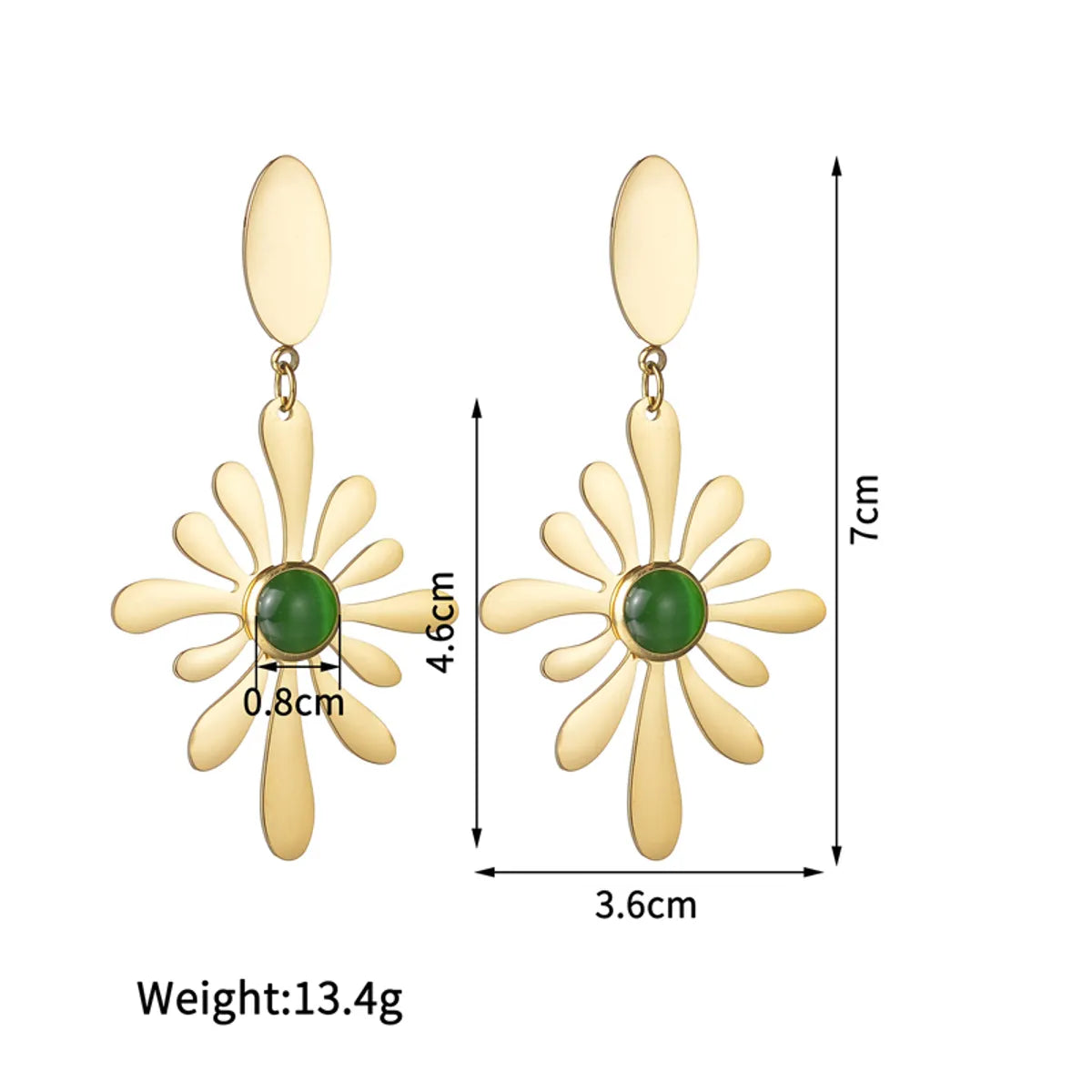 1 Pair Ig Style Flower Plating Inlay Stainless Steel Artificial Gemstones 18k Gold Plated Drop Earrings