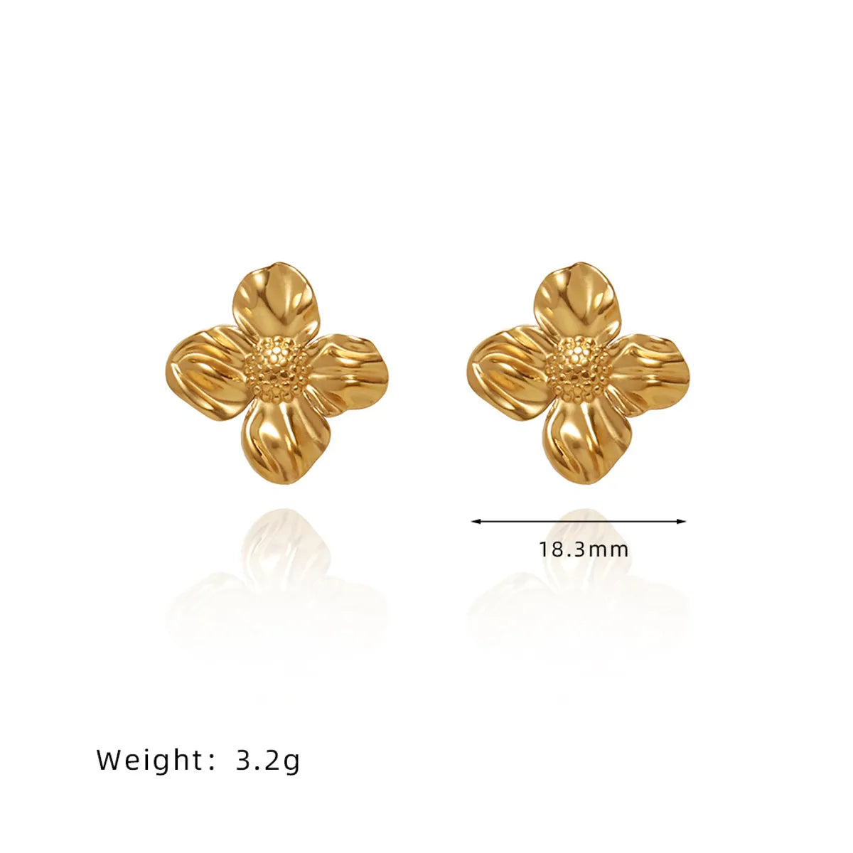 1 Pair Ig Style Flower Plating Stainless Steel 18k Gold Plated Ear Studs