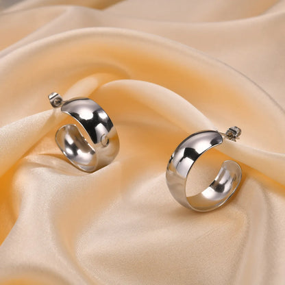 1 Pair Ig Style French Style C Shape Solid Color Polishing Plating Stainless Steel 18k Gold Plated Ear Studs