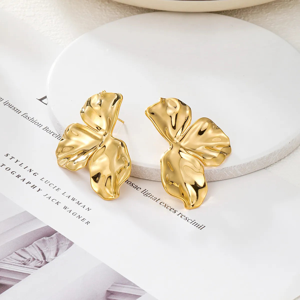 1 Pair IG Style French Style Flower 304 Stainless Steel 14K Gold Plated Ear Studs