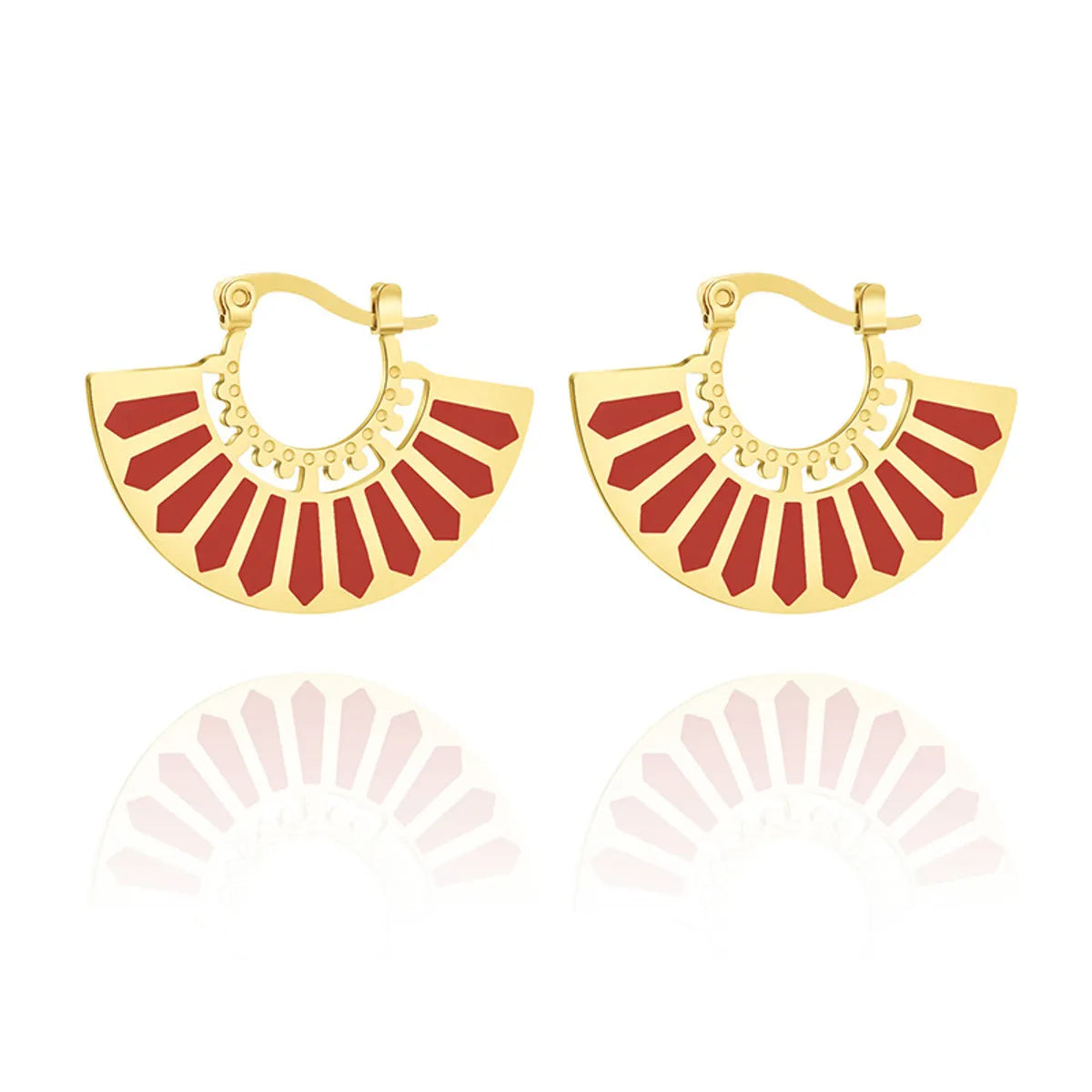 1 Pair Ig Style French Style Geometric Sector Enamel Plating Stainless Steel Titanium Steel 18k Gold Plated Earrings