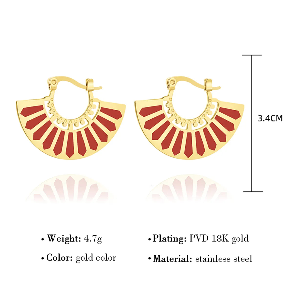 1 Pair Ig Style French Style Geometric Sector Enamel Plating Stainless Steel Titanium Steel 18k Gold Plated Earrings