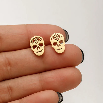 1 Pair IG Style French Style Korean Style Leaves Deer Polishing Plating 304 Stainless Steel 18K Gold Plated Ear Studs