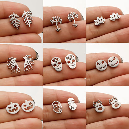 1 Pair IG Style French Style Korean Style Leaves Deer Polishing Plating 304 Stainless Steel 18K Gold Plated Ear Studs