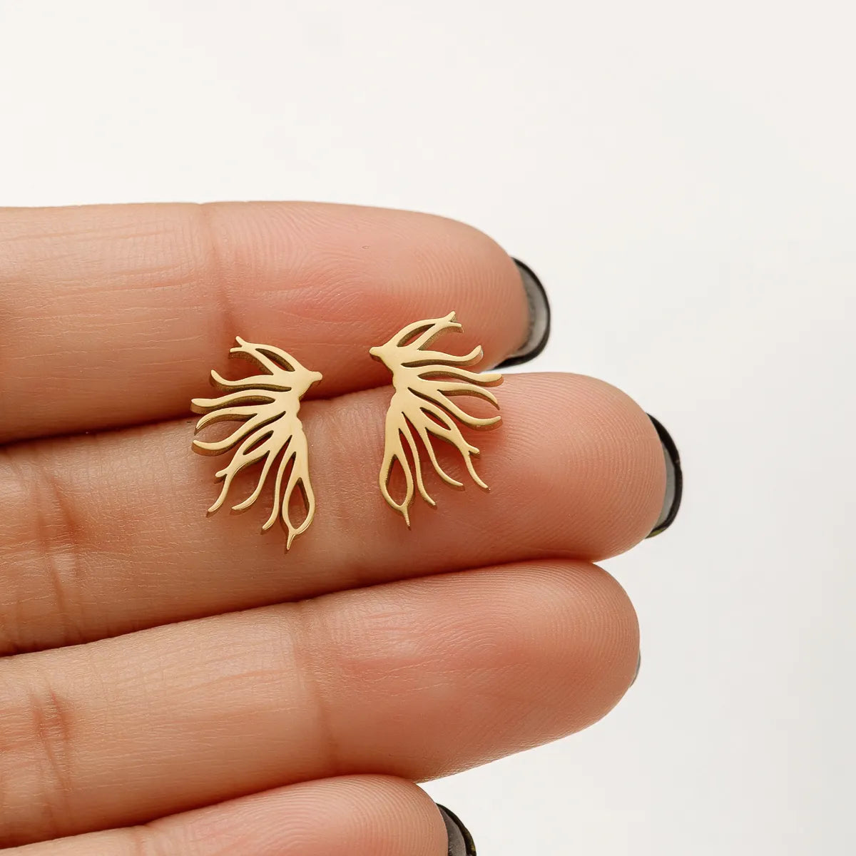 1 Pair IG Style French Style Korean Style Leaves Deer Polishing Plating 304 Stainless Steel 18K Gold Plated Ear Studs