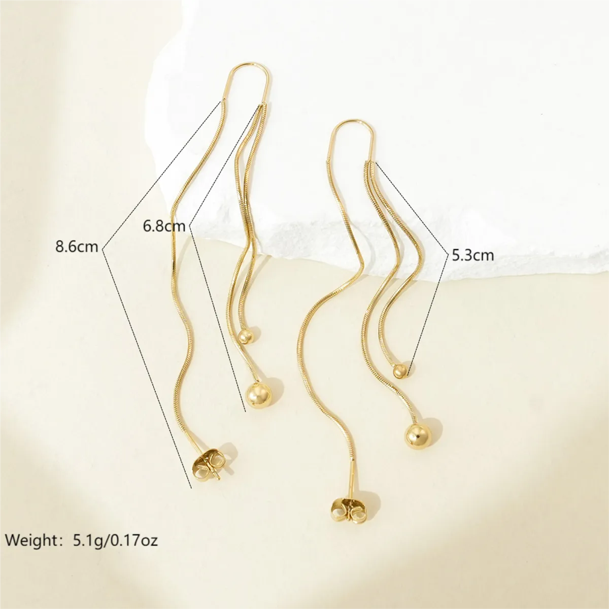 1 Pair IG Style French Style Modern Style Lines Tassel Plating 304 Stainless Steel 14K Gold Plated Ear Line