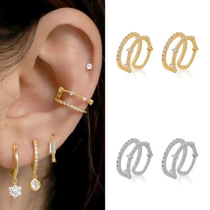 1 Pair Ig Style French Style Modern Style Solid Color Plating Inlay Copper Zircon 18k Gold Plated Ear Cuffs