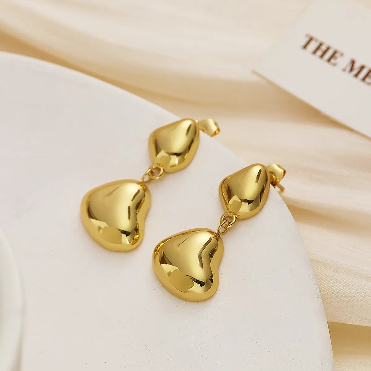 1 Pair IG Style French Style Simple Style Heart Shape Pearl Bow Knot Plating Inlay 304 Stainless Steel Titanium Steel Artificial Pearls 18K Gold Plated Drop Earrings Ear Studs