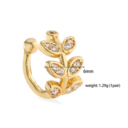 1 Pair Ig Style French Style Simple Style Leaves Twist Plating Inlay Copper Zircon 18k Gold Plated Ear Cuffs