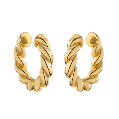 1 Pair Ig Style French Style Simple Style Leaves Twist Plating Inlay Copper Zircon 18k Gold Plated Ear Cuffs