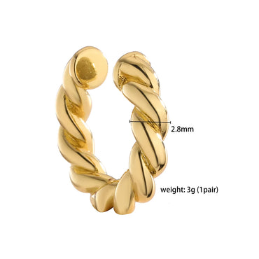 1 Pair Ig Style French Style Simple Style Leaves Twist Plating Inlay Copper Zircon 18k Gold Plated Ear Cuffs