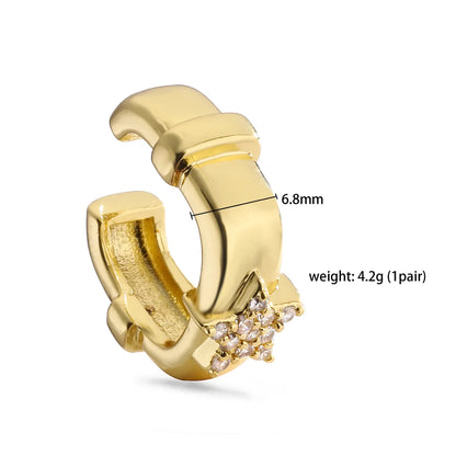 1 Pair Ig Style French Style Simple Style Leaves Twist Plating Inlay Copper Zircon 18k Gold Plated Ear Cuffs