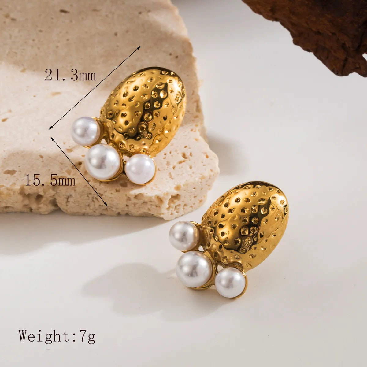 1 Pair IG Style French Style Simple Style Solid Color Plating Inlay 304 Stainless Steel Artificial Pearls 18K Gold Plated Ear Studs