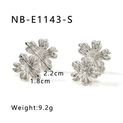 1 Pair IG Style French Style Sweet Flower Petal 304 Stainless Steel 18K Gold Plated White Gold Plated Ear Studs