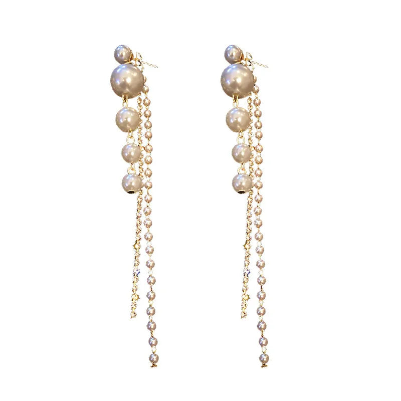 1 Pair Ig Style French Style Tassel Inlay Imitation Pearl Alloy Artificial Pearls Drop Earrings