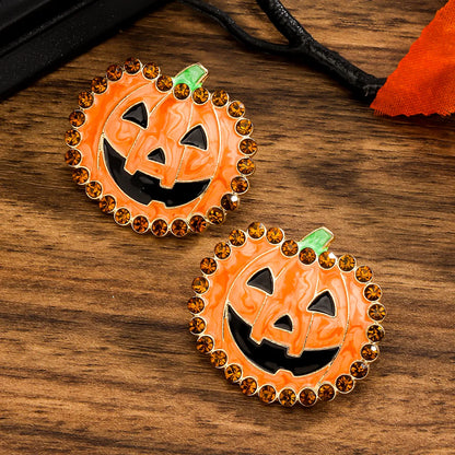 1 Pair IG Style Funny Pumpkin Enamel Alloy Ear Studs