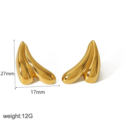 1 Pair IG Style Geometric Conch Croissant Polishing Plating 304 Stainless Steel 18K Gold Plated Ear Studs