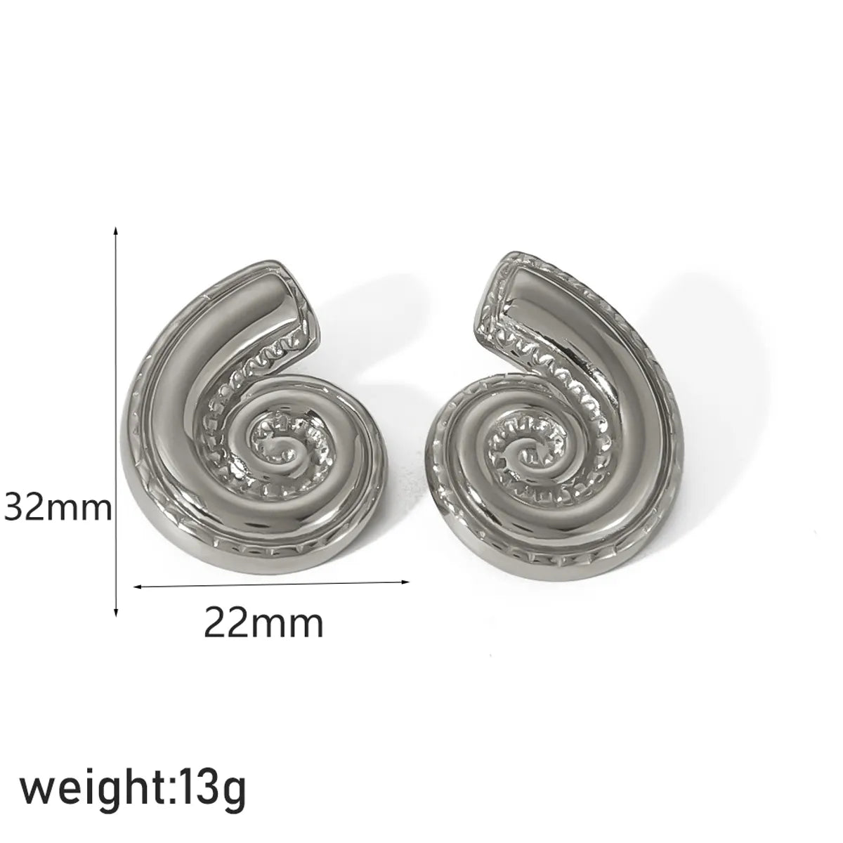 1 Pair IG Style Geometric Conch Croissant Polishing Plating 304 Stainless Steel 18K Gold Plated Ear Studs