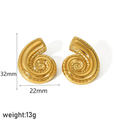 1 Pair IG Style Geometric Conch Croissant Polishing Plating 304 Stainless Steel 18K Gold Plated Ear Studs