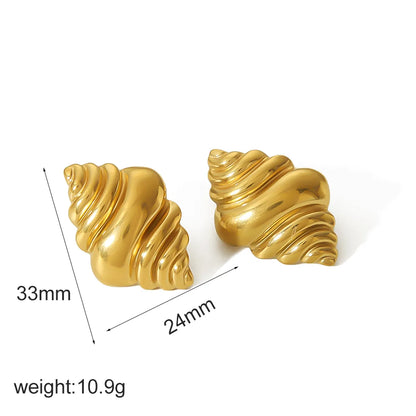 1 Pair IG Style Geometric Conch Croissant Polishing Plating 304 Stainless Steel 18K Gold Plated Ear Studs