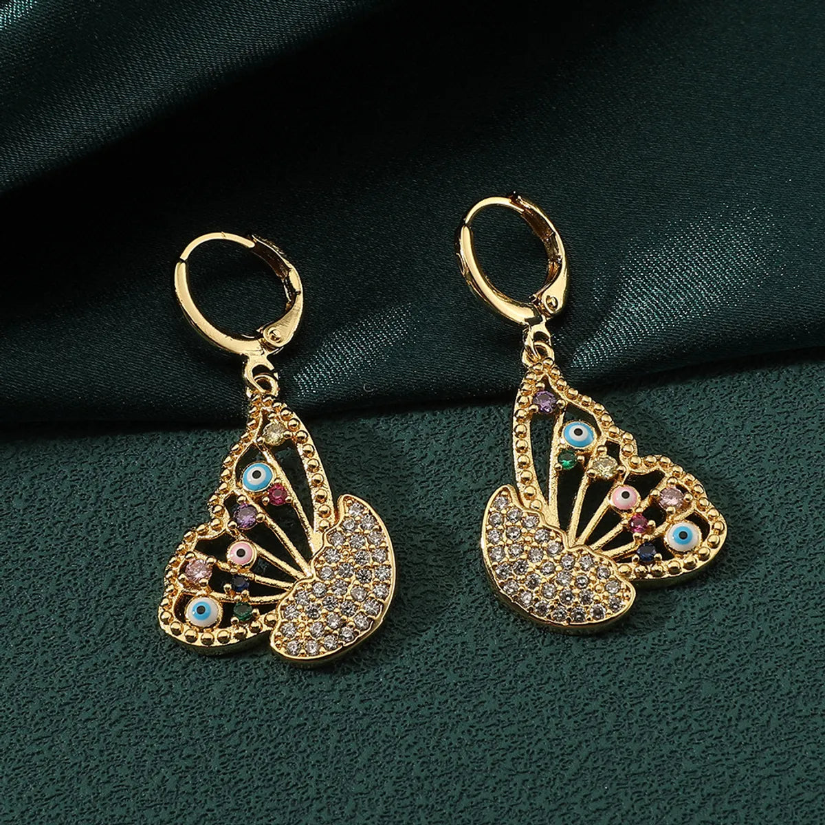 1 Pair IG Style Geometric Enamel Plating Inlay Copper Zircon Drop Earrings