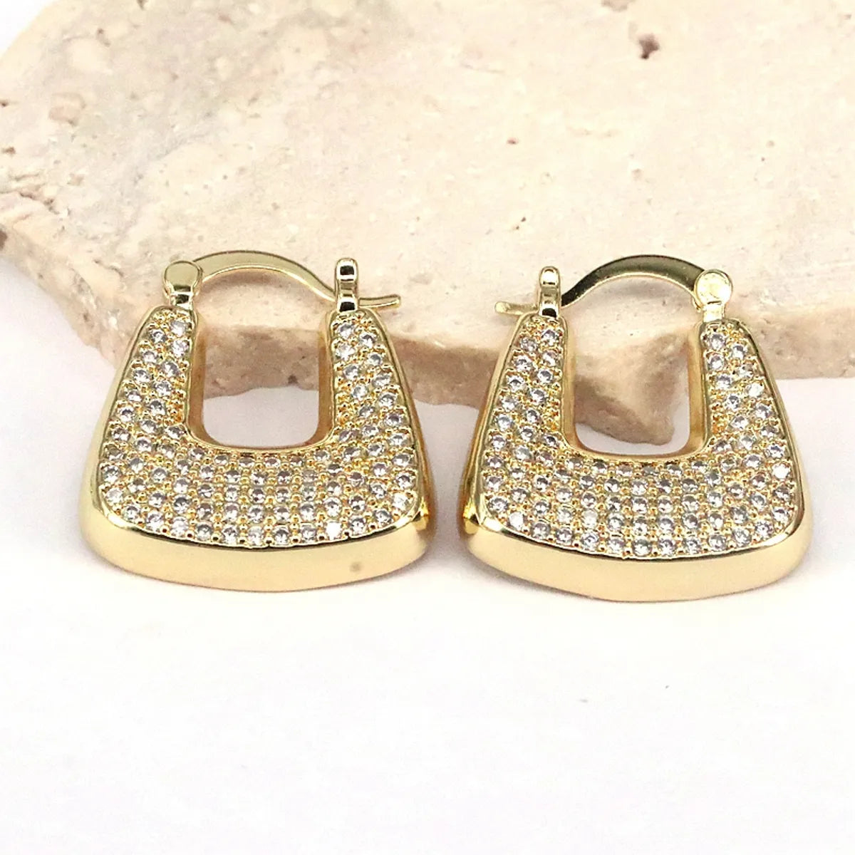 1 Pair Ig Style Geometric Heart Shape Plating Inlay Copper Zircon 18k Gold Plated Earrings