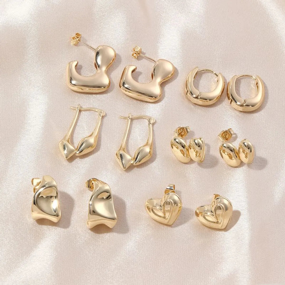 1 Pair Ig Style Geometric Irregular Polishing Plating Copper 18k Gold Plated Earrings Ear Studs