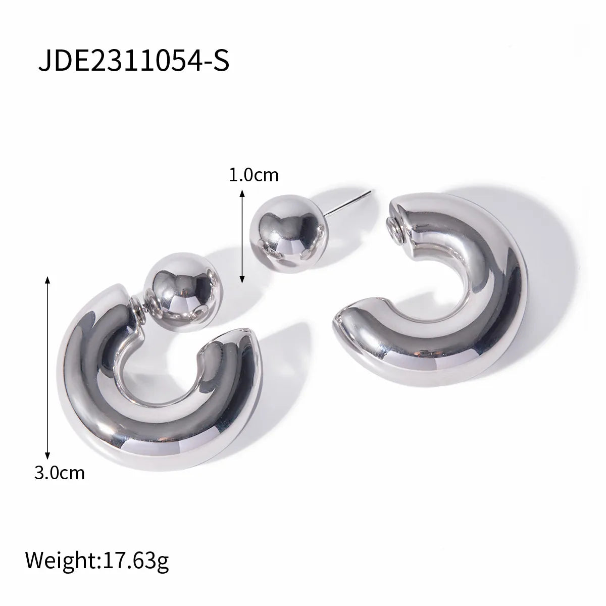 1 Pair IG Style Geometric Plating 304 Stainless Steel Ear Studs