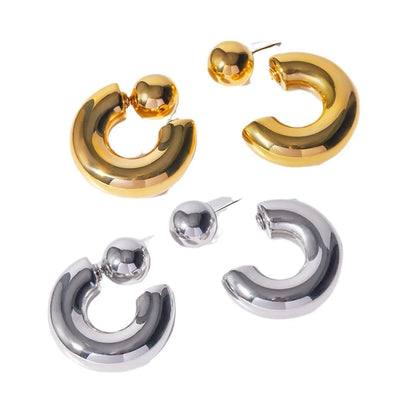 1 Pair IG Style Geometric Plating 304 Stainless Steel Ear Studs