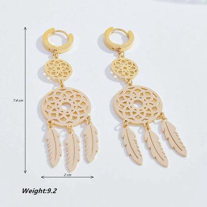 1 Pair Ig Style Geometric Plating Hollow Out Stainless Steel 18k Gold Plated Drop Earrings