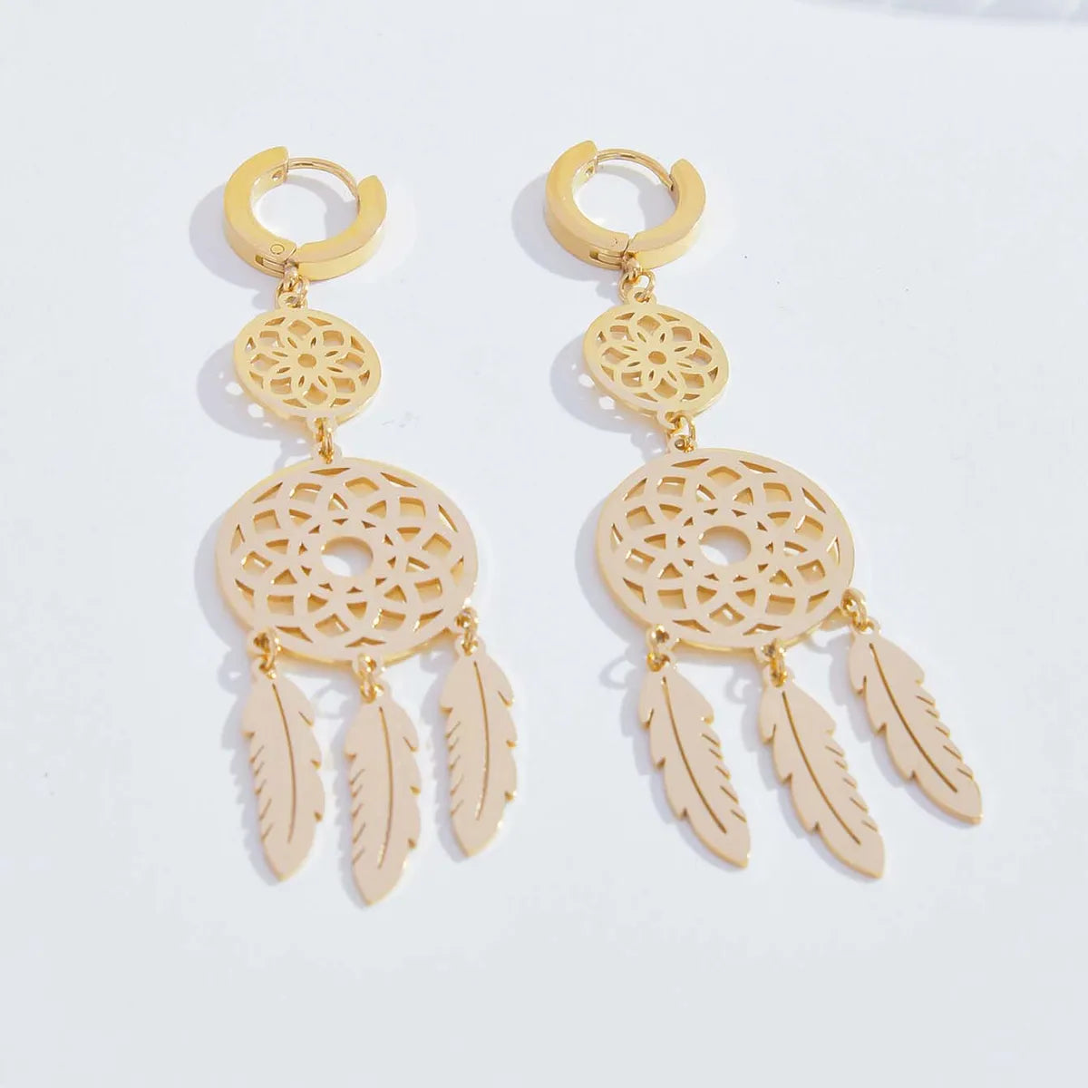 1 Pair Ig Style Geometric Plating Hollow Out Stainless Steel 18k Gold Plated Drop Earrings