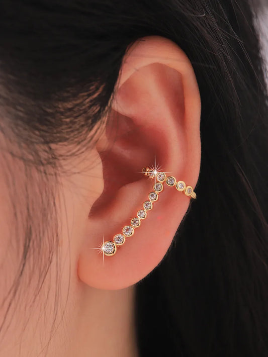 1 Pair Ig Style Geometric Plating Inlay Brass Zircon 18k Gold Plated Ear Studs