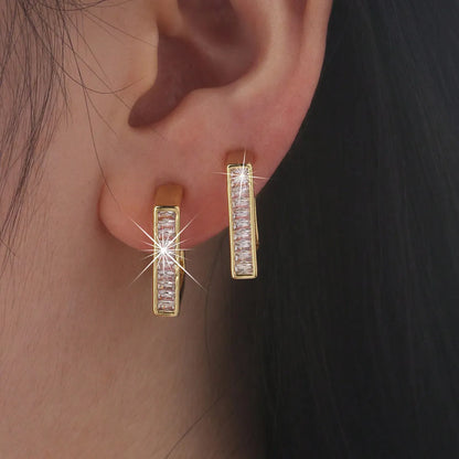 1 Pair Ig Style Geometric Plating Inlay Brass Zircon 18k Gold Plated Ear Studs